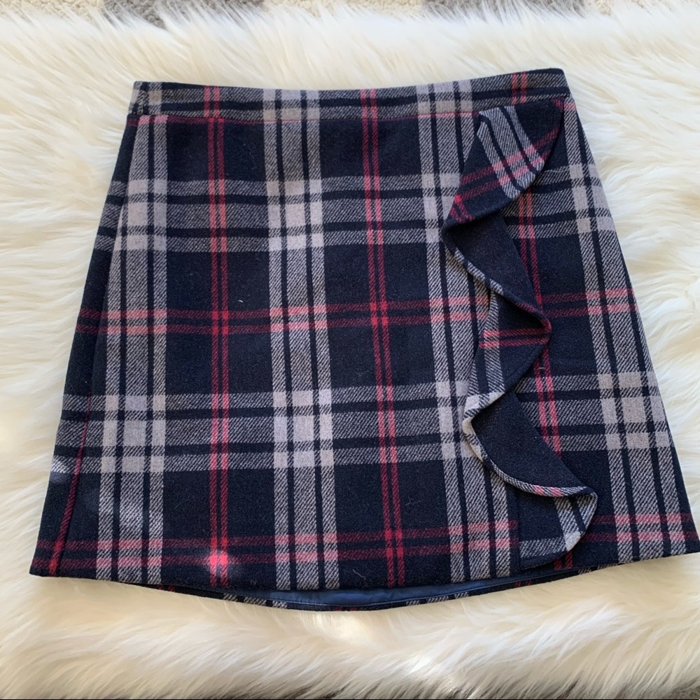 Jcrew plaid wool mini skirt